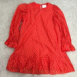 Tuckernuck long sleeve high neck mini dress red floral daisy